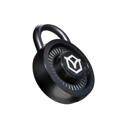 A metal lock carrying the True Aim symbol